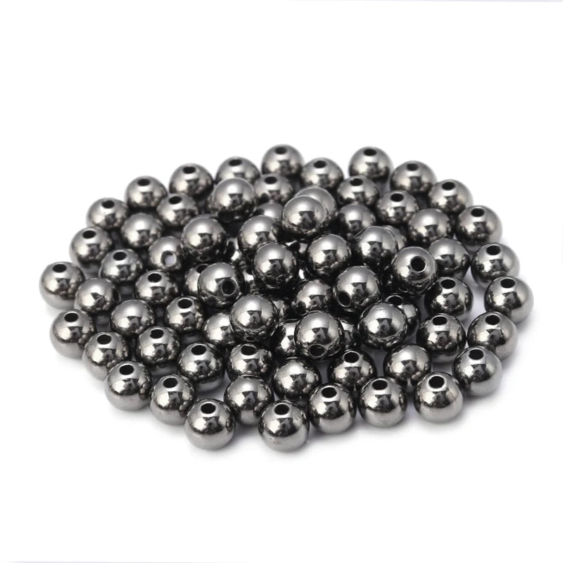 CCB Round Spacer Beads 3–14mm | DIY Jewelry Making (20–500pcs) Loose Spacer Beads PLUSH Gun Black 5mm 200pcs