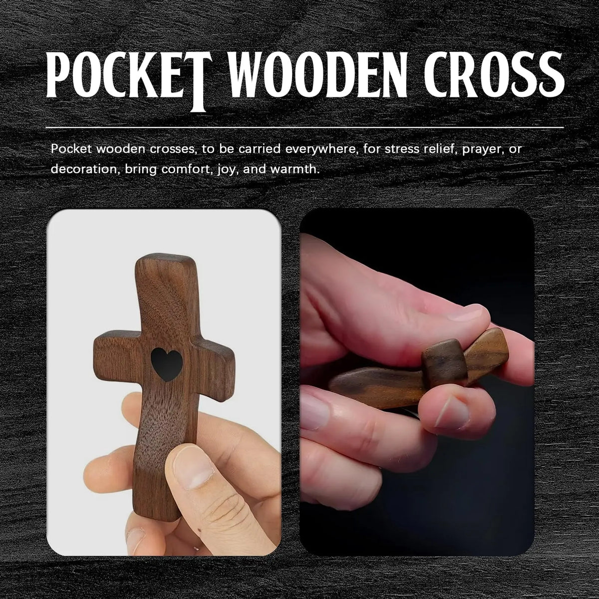 Pocket Wooden Fidget Cross with Organza Bags – 3-12pcs Set Wooden Pocket Cross PLUSH
