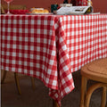 Christmas Red & White Plaid Tablecloth – Polyester Blend Holiday Tablecloth PLUSH Red And White 90x90cm