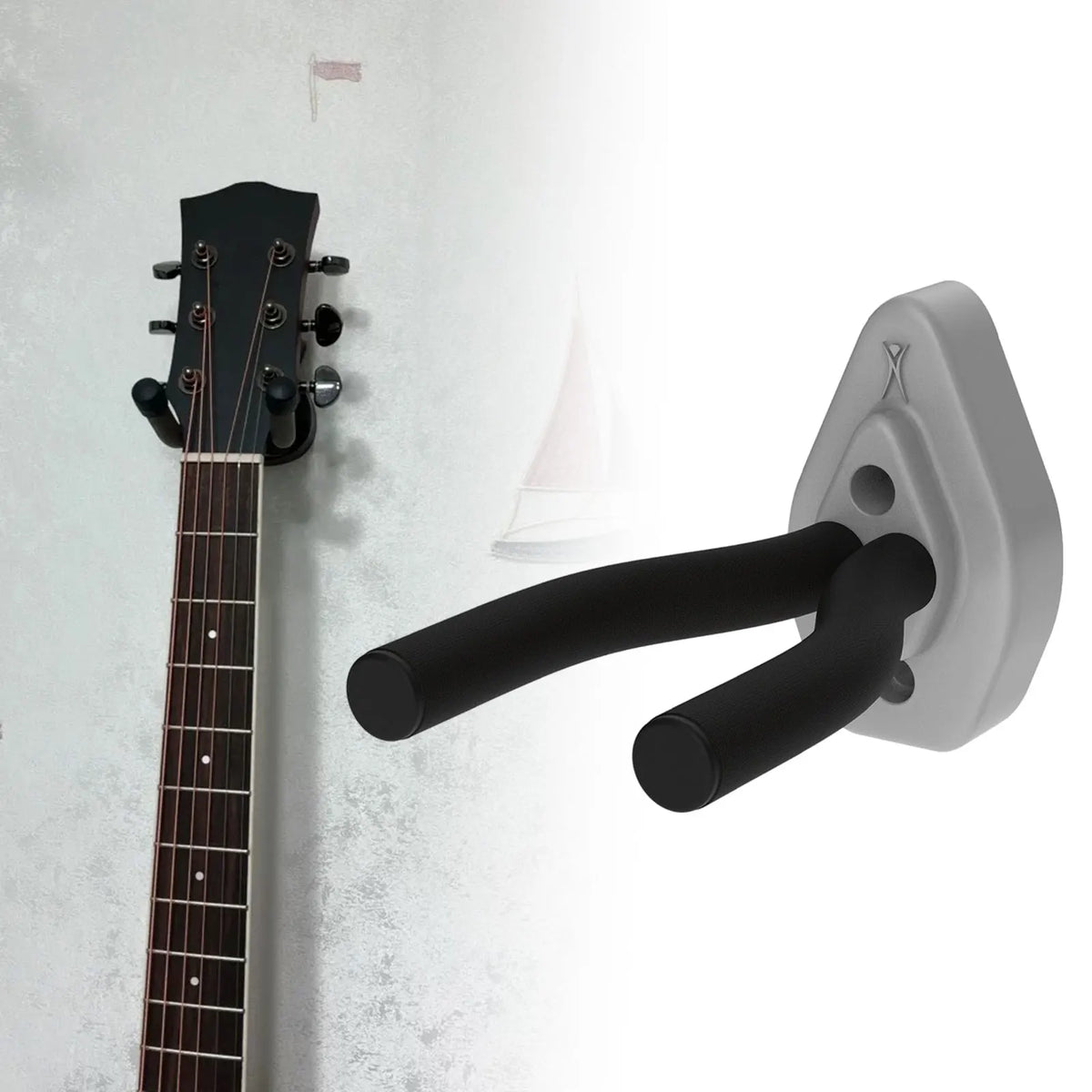 Non-Slip Guitar Wall Hanger Hook – Acoustic, Bass & Ukulele Mount Guitar Wall Hanger PLUSH