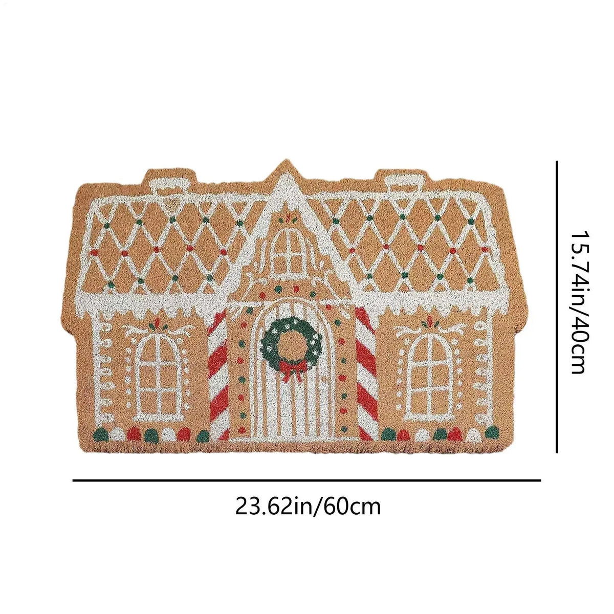 Christmas Gingerbread House Doormat – Festive Welcome Mat Holiday Doormat PLUSH