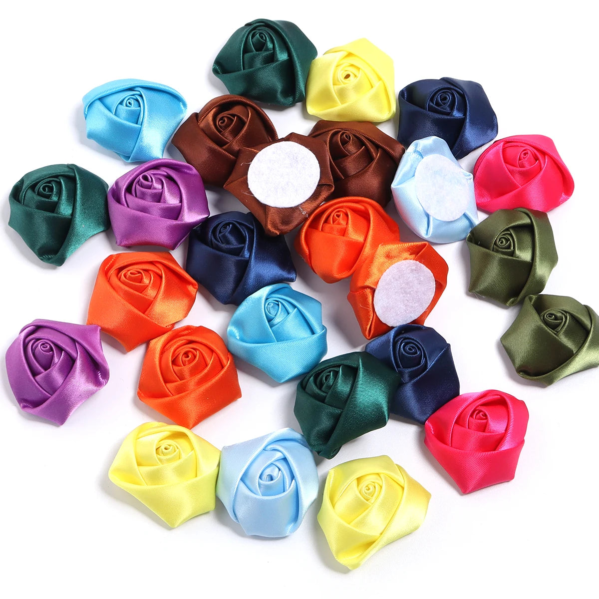 20pcs Mini Ribbon Rose Rosettes for DIY Hair Accessories & Crafts