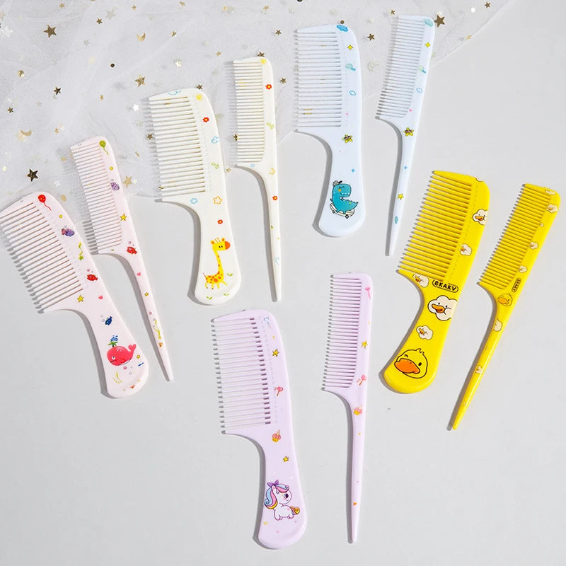 2-Piece Unicorn Detangling & Rat Tail Comb Set for Girls Hair Comb Set PLUSH
