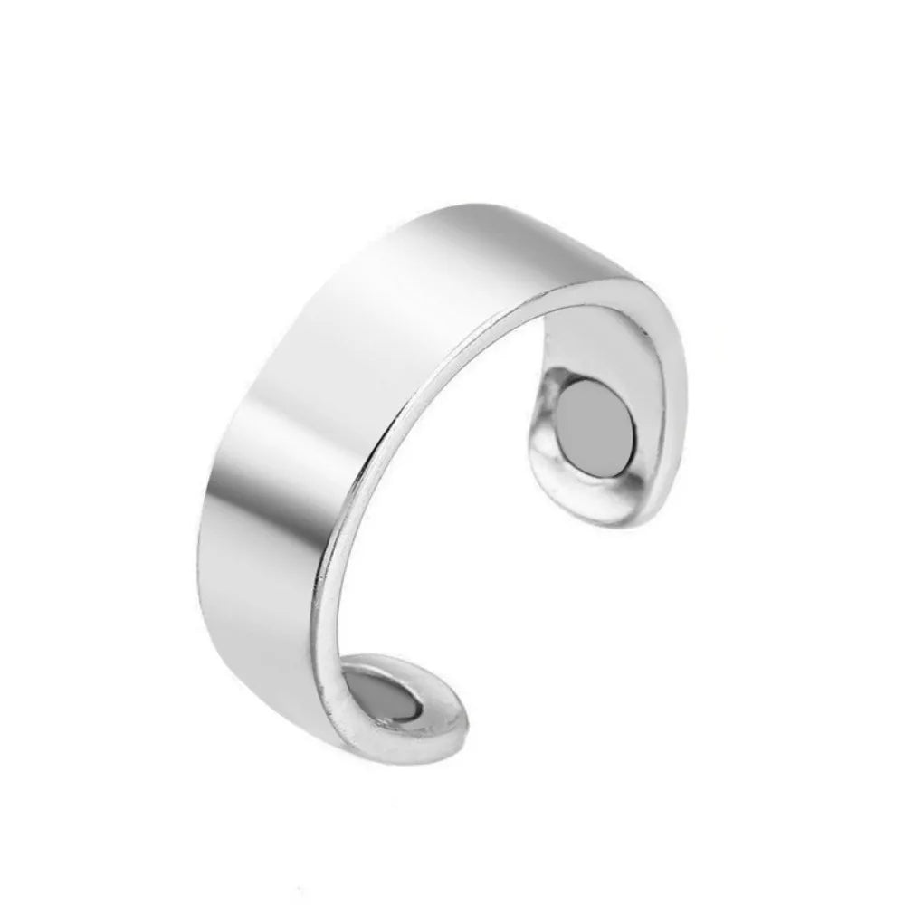 Retro Magnetic Cuff Bracelet & Ring Set – Unisex Alloy Bangle Cuff Bracelet Set PLUSH Silver Ring