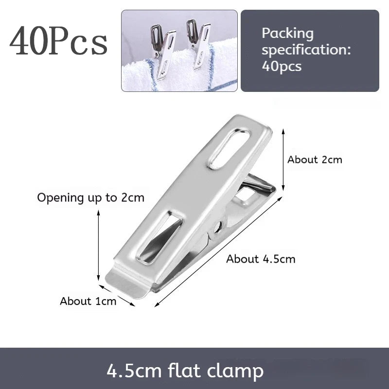 Stainless Steel Clothespins Binder Clips – 20 or 40 Pack Metal Clothespins PLUSH 40pcs