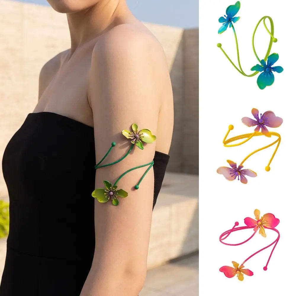 Colorful Floral Arm Cuff Open Bangle – Neon Gradient Armlet Arm Cuff Bangle PLUSH