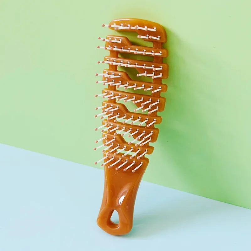 Gradient Hollow Detangling Hair Brush & Scalp Massage Comb Detangling Hair Brush PLUSH NO.5 Brown