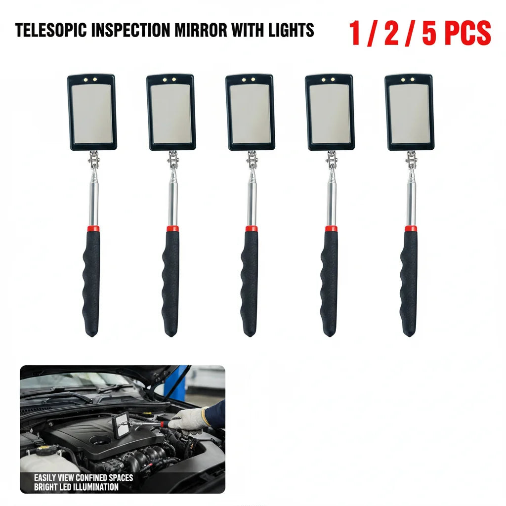Magnetic Telescopic Inspection Mirror with LED Light | 290–880mm Telescopic Inspection Mirror PLUSH