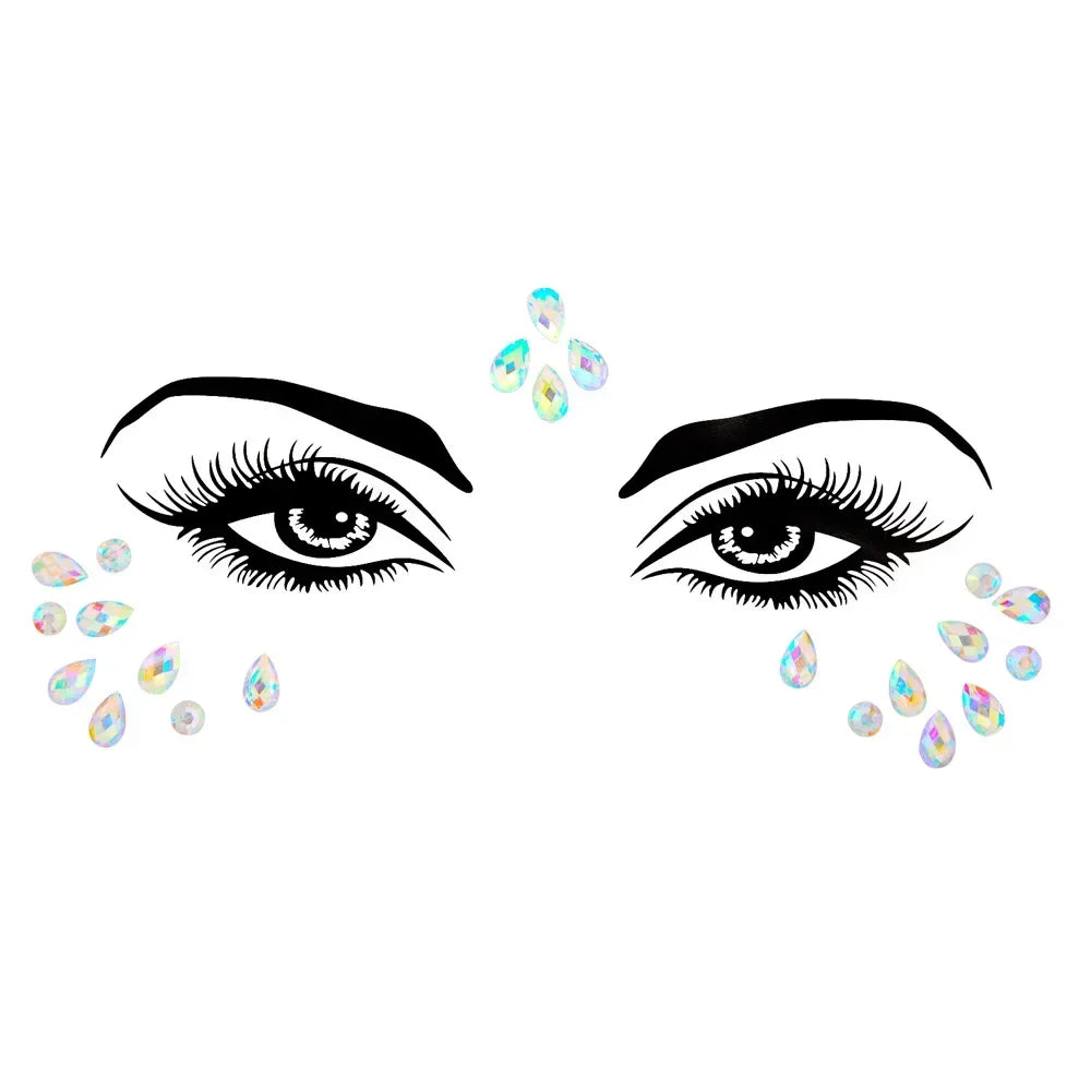 Crystal Face Gems Rhinestone Temporary Tattoo Stickers Face Gem Stickers PLUSH 46