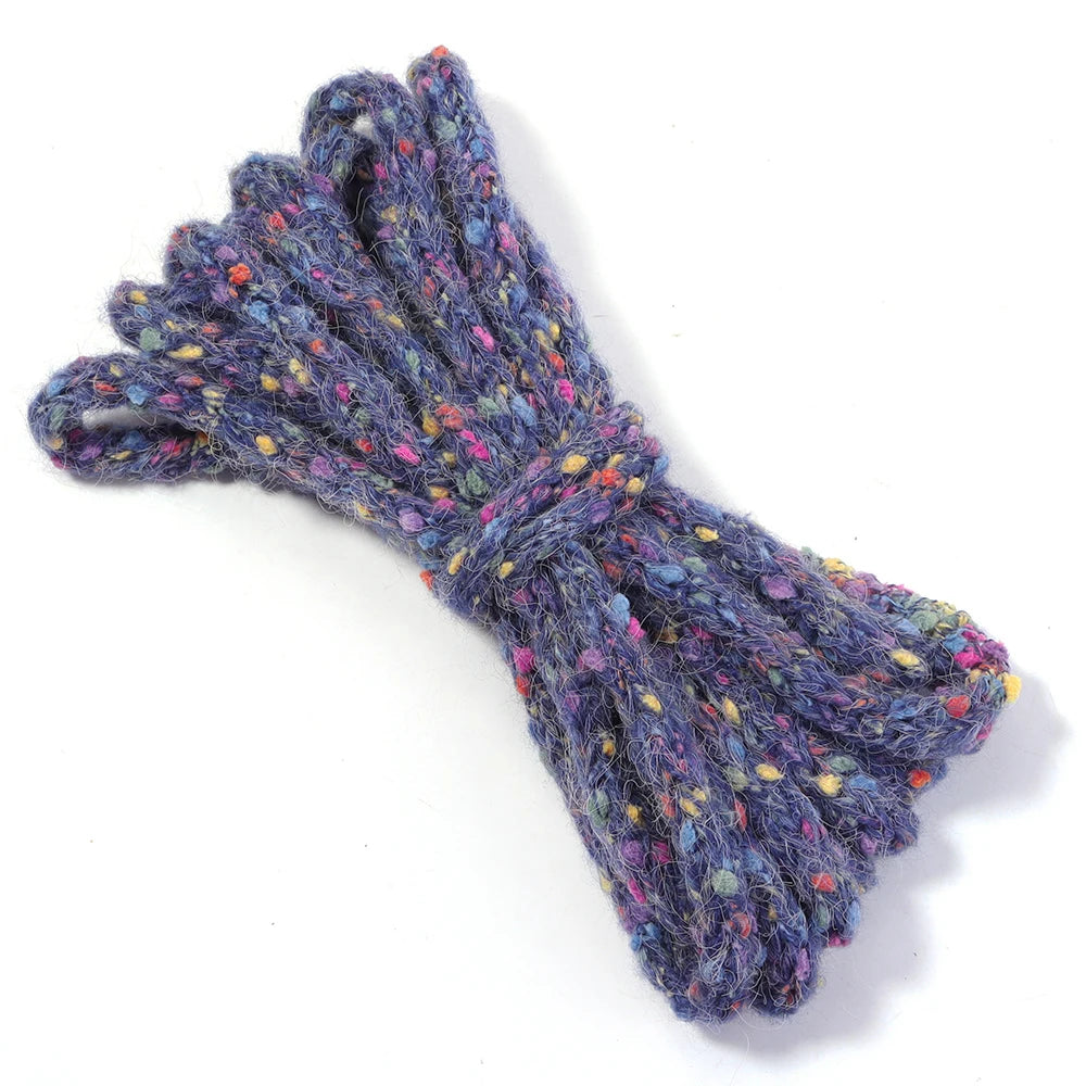 5 Yards 10mm Colorful Confetti Acrylic Knitted Yarn Cord – DIY Craft Yarn Cord PLUSH deep blue