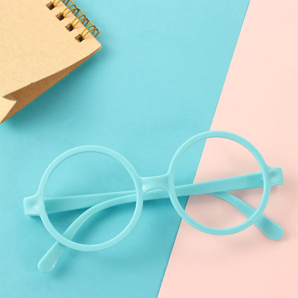 Round Fashion Glasses Frames – Lens-Free Kids Unisex PP Fashion Glasses Frame PLUSH blue