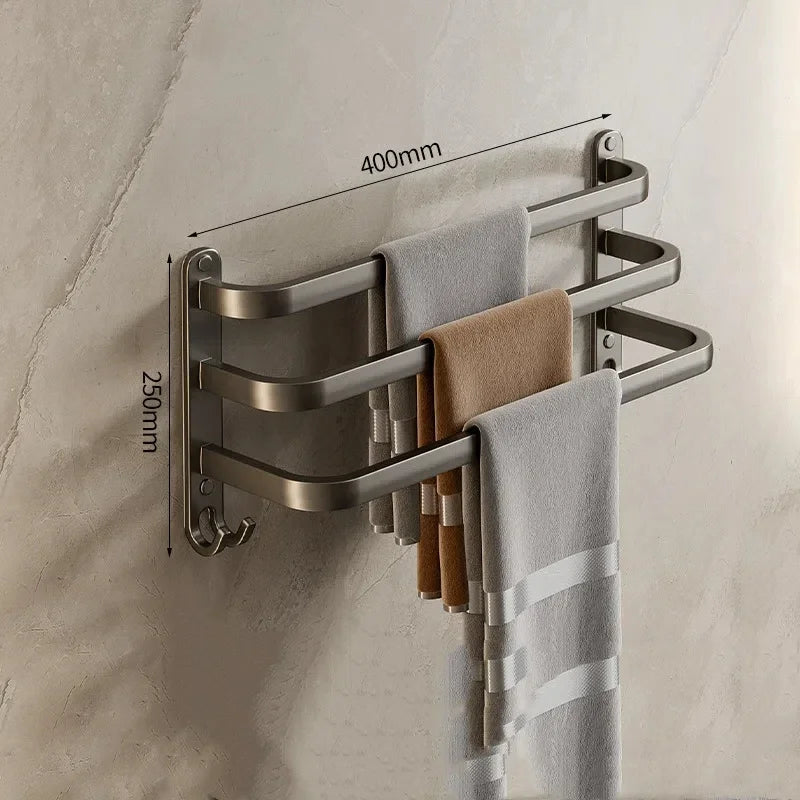 Gun Gray 3-Tier Wall Mounted Towel Rack – Space Aluminum Bathroom Towel Rack PLUSH