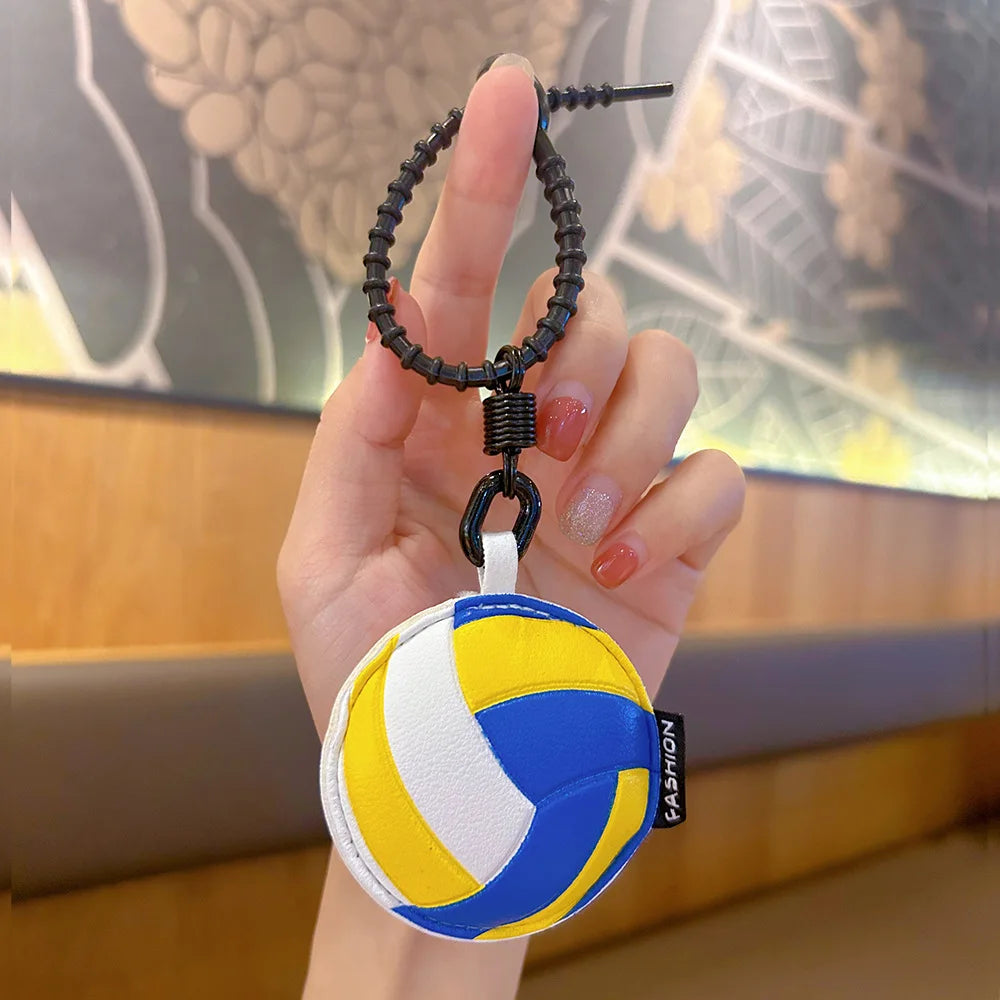 Sports Ball Leather Keychain – Football Basketball Baseball Charm Sports Leather Keychain PLUSH volleyball