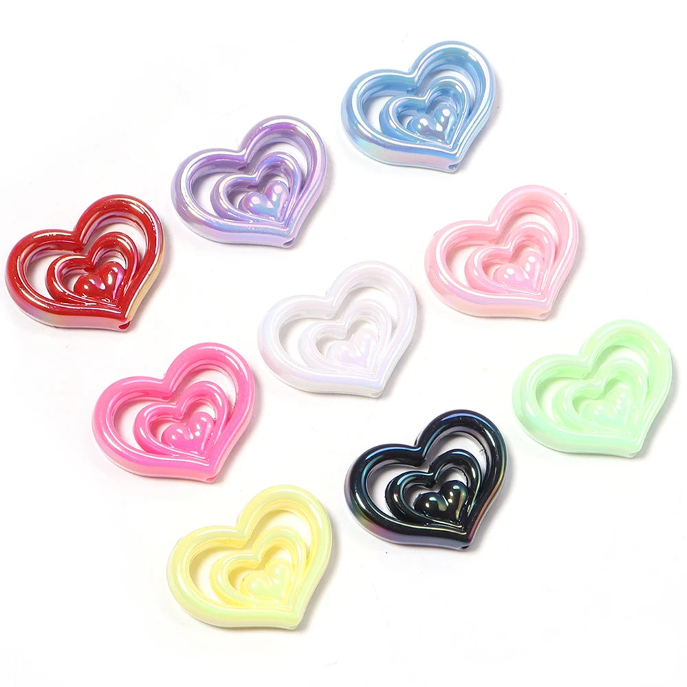 5pcs AB Hollow Heart Acrylic Spacer Beads – DIY Jewelry Making Acrylic Spacer Beads PLUSH