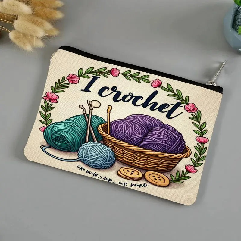 Yarn Knitting Print Makeup Bag – Zipper Pouch for Women Cosmetic Zipper Bag PLUSH