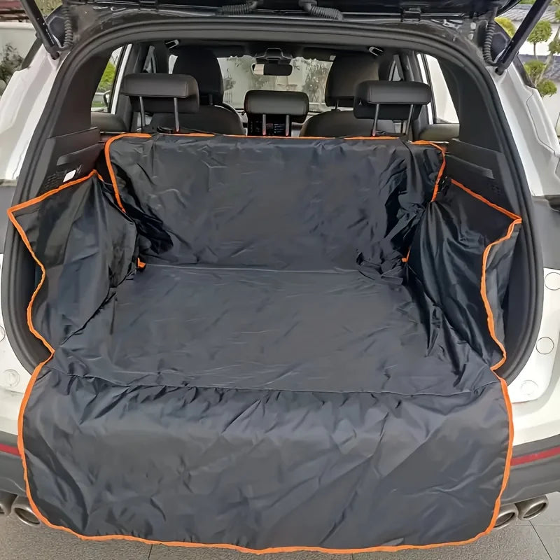 Waterproof Car Trunk Pet Mat – Washable Dog Seat Pad SUV Dog Car Trunk Mat PLUSH Orange edging