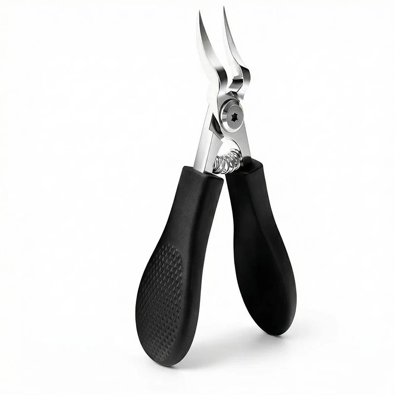 Stainless Steel Nail Clipper & Cuticle Nipper – Curved Blade Nail Clipper Tool PLUSH Black