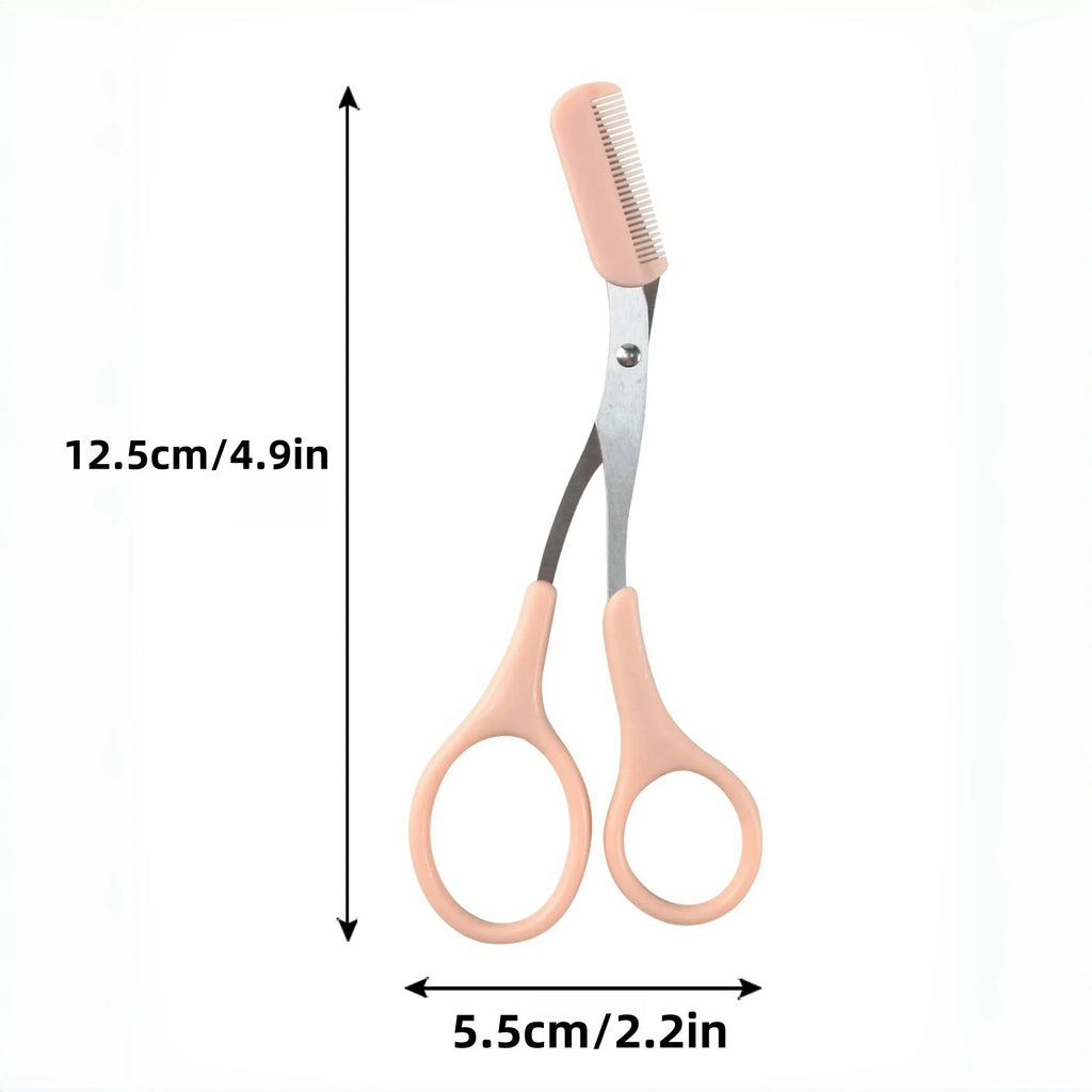 2pcs Stainless Steel Eyebrow Scissors with Built-In Comb Eyebrow Grooming Scissors PLUSH