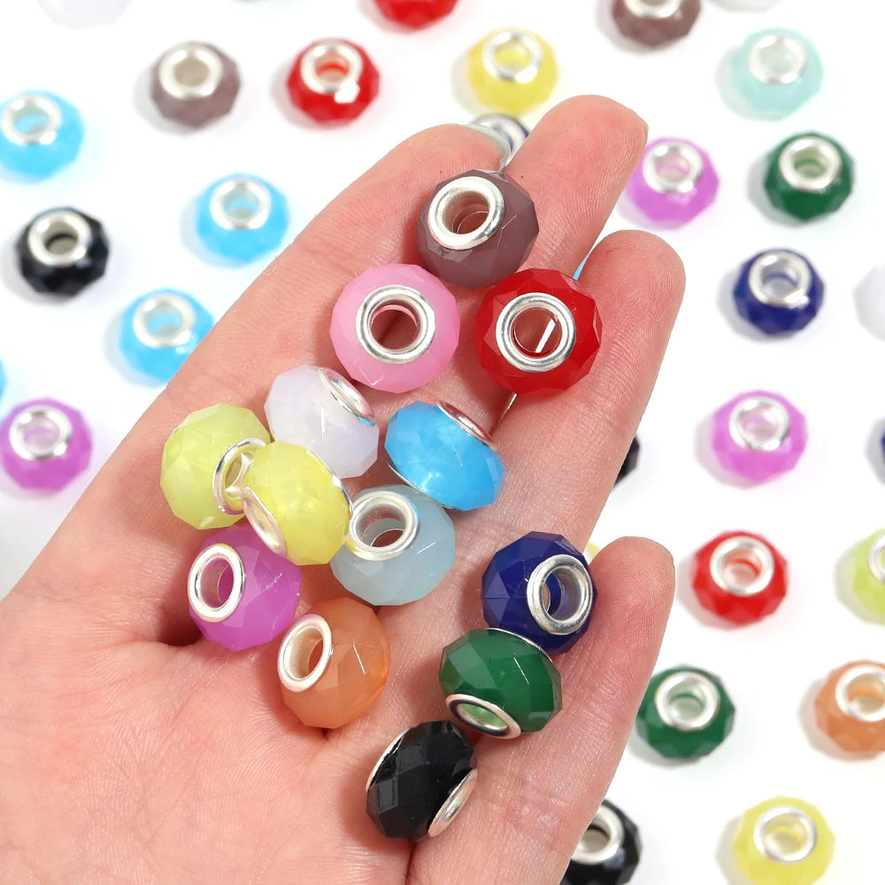 20pcs Faceted Resin Beads 14x9mm Big Hole DIY Jewelry Spacers Resin Spacer Beads PLUSH