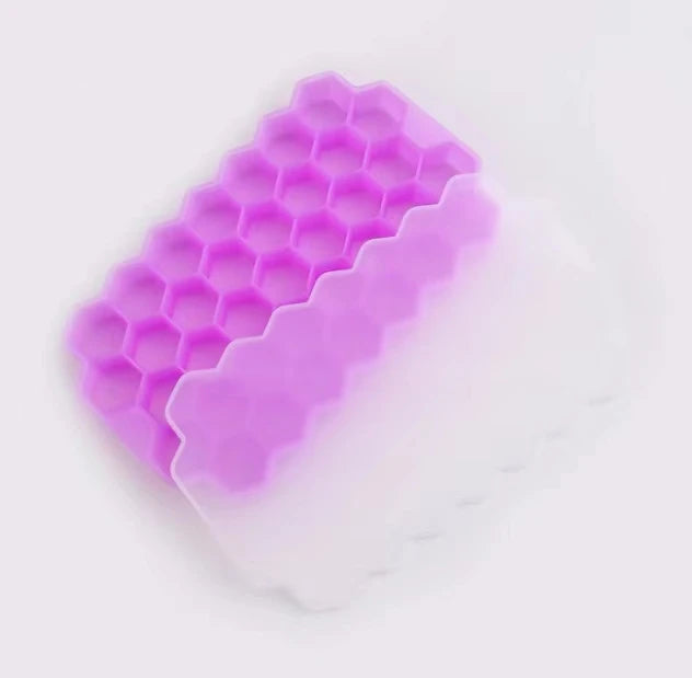 Silicone Ice Cube Tray 148 Cubes Large-Capacity BPA-Free & Lid Silicone Ice Tray PLUSH Purple 1Pcs