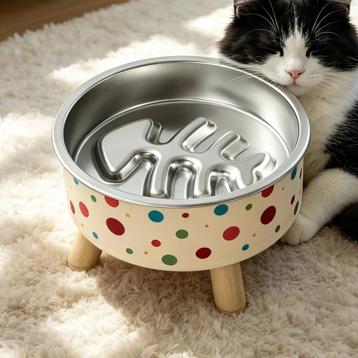 Elevated Stainless Steel Slow Feeder Bowl – Cats & Dogs Elevated Pet Bowl PLUSH