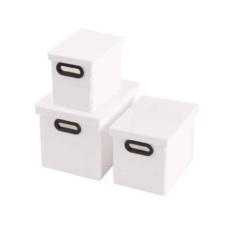 Dollhouse Mini Storage Boxes with Lids – Set of 3 | 1/6 Scale Dollhouse Accessories PLUSH A3