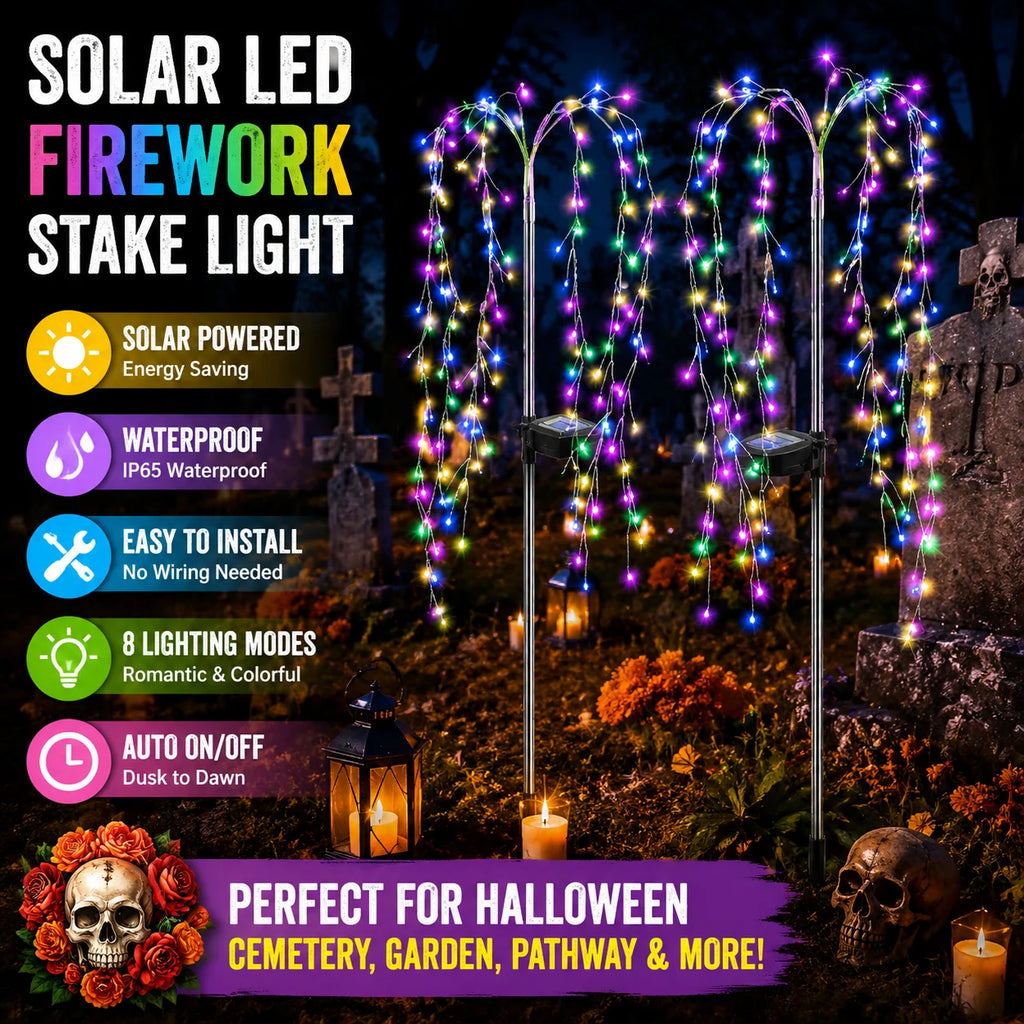 3D Solar Firework LED Stake Lights for Garden & Holiday Decor Solar Stake Light PLUSH