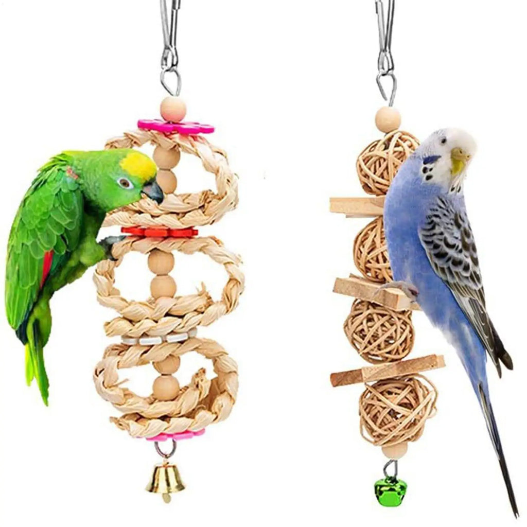 Parrot Bird Toy Set – Swing, Ladder, Perch & Bell 9pcs Bird Toy Set PLUSH