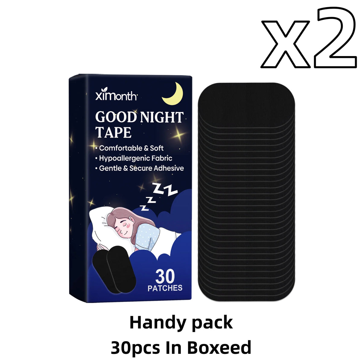 Ximonth Lavender Mouth Tape Sleep Strips 30pcs | Anti-Snoring Sleep Mouth Tape PLUSH 30Pcs In Boxed x 2