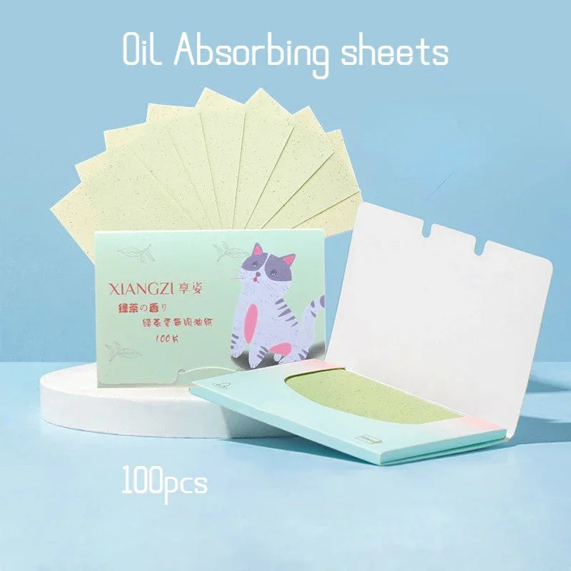 100pcs Matcha Oil Control Blotting Paper | Face Oil Sheets Face Blotting Sheets PLUSH