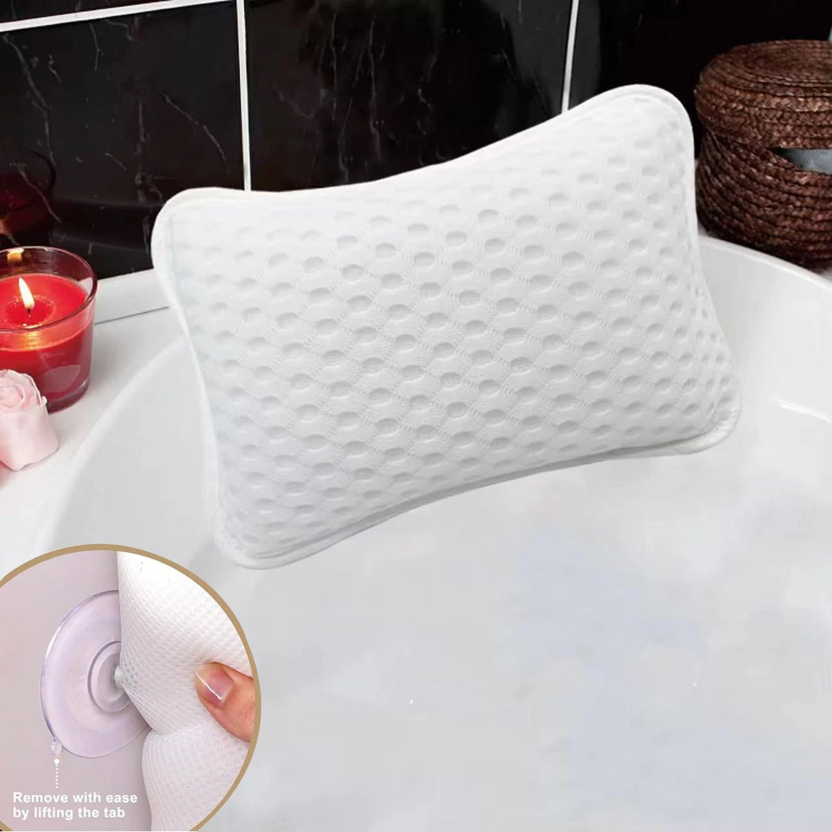 Bathtub Pillow – Spa Shower Headrest & Neck Support Cushion Bathtub Spa Pillow PLUSH