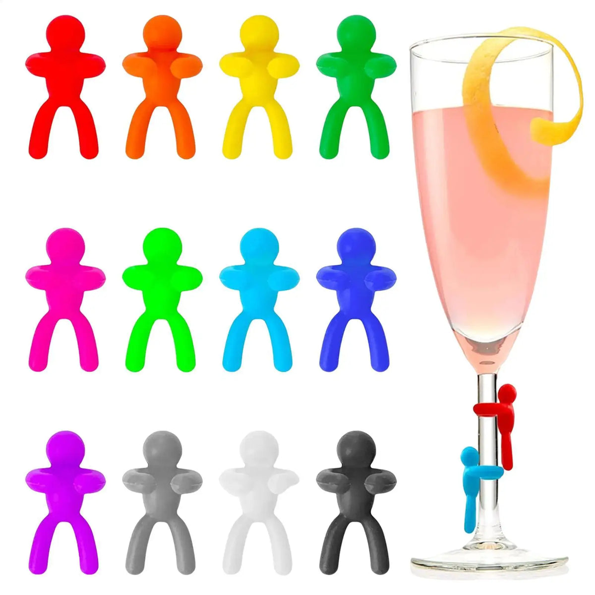 12pcs Silicone Wine Glass Markers – Funny Party Drink Tags Wine Glass Markers PLUSH