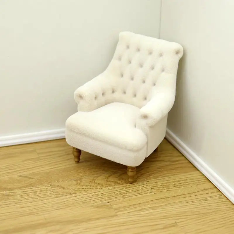 Mini Flocked Dollhouse Armchair 1:12–1:30 Scale Sofa Chair Dollhouse Furniture PLUSH