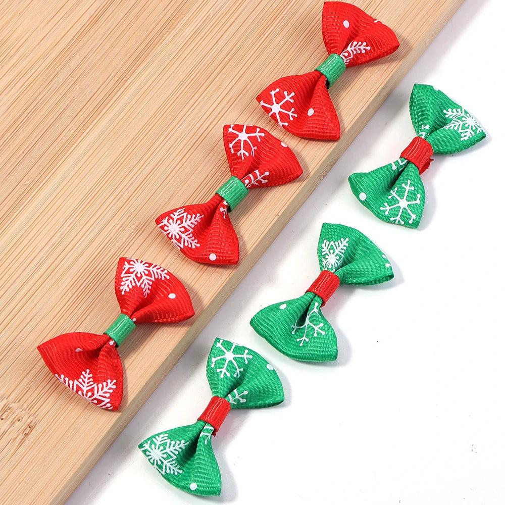 30pcs Christmas Satin Ribbon Bows 2.5x4cm – Handmade Bowknots Ribbon Bows PLUSH