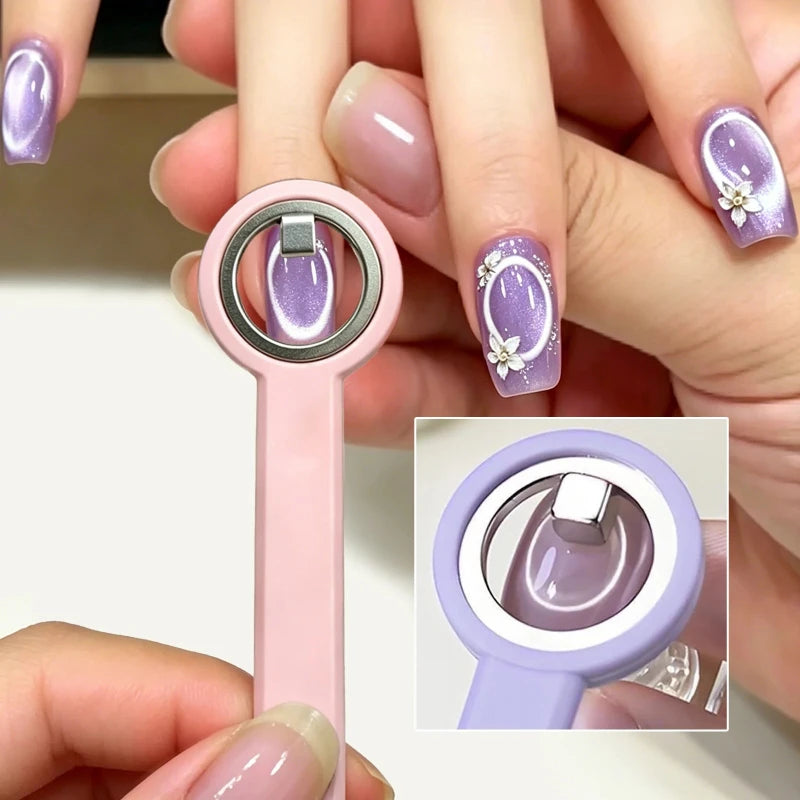 Cat Eye Nail Magnet Ring Tool with Handle | DIY Manicure Nail Art Magnet Tool PLUSH
