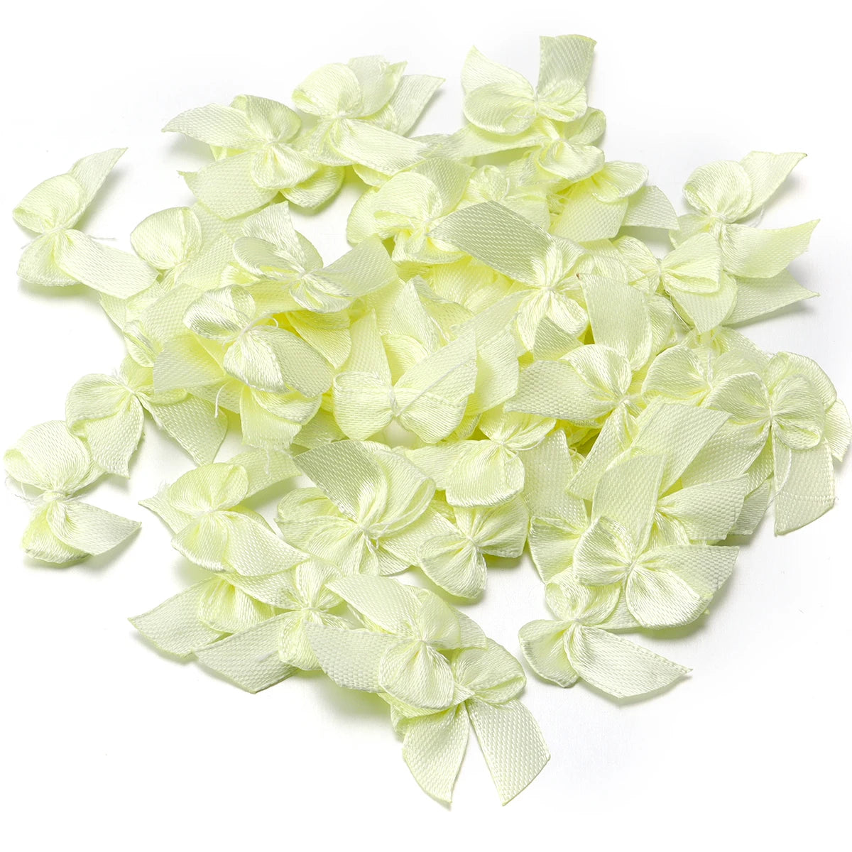 100pcs Mini Polyester Bow Knots – DIY Jewelry & Hair Crafts DIY Craft Bows PLUSH light yellow 2.5x2cm