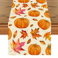 Autumn Pumpkin Maple Leaf Watercolor Table Runner | Fall Décor Table Runner PLUSH A 33X90Cm