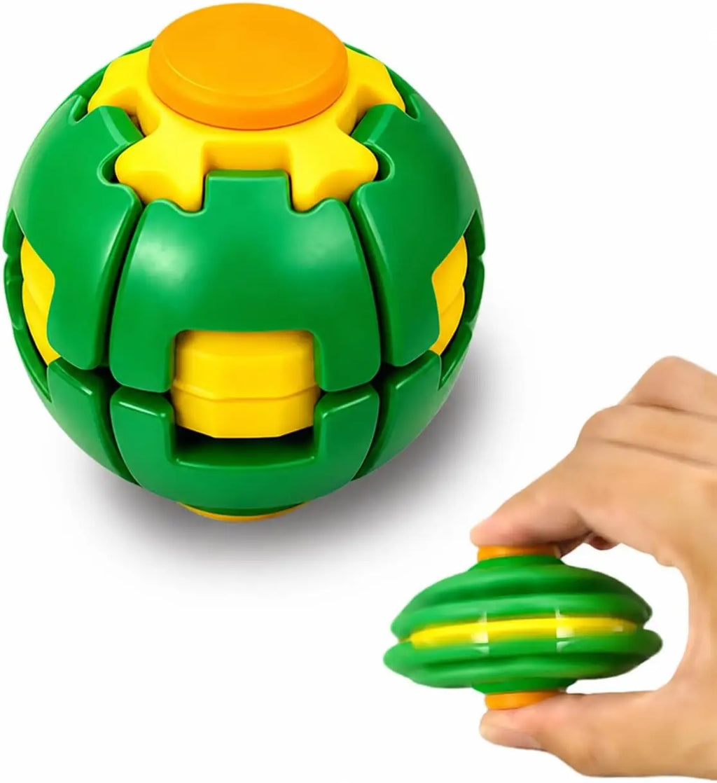 3D Printed Deforming Fidget Spinner Ball – Push & Rotate Toy Fidget Spinner Toy PLUSH Green