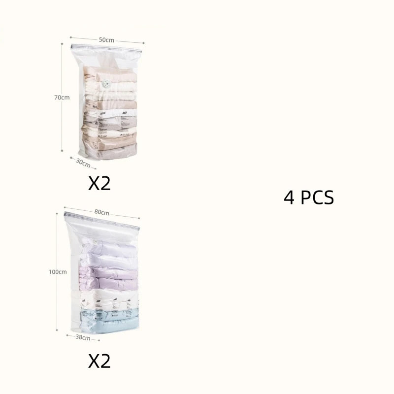 TAILI No-Pump Vacuum Storage Bags for Clothes & Blankets 3-5pc Vacuum Storage Bags PLUSH MIX 4 PCS
