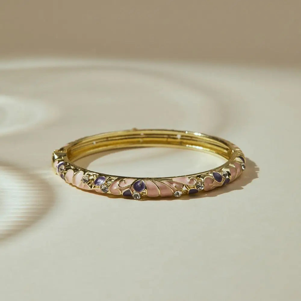 Cloisonne Floral Enamel Bangle – Vintage Women's Bracelet Enamel Bangle PLUSH