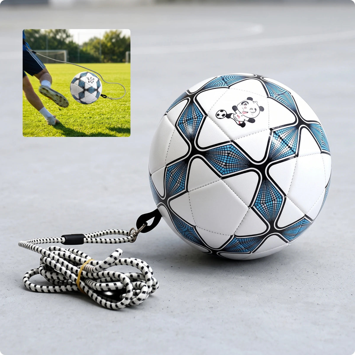 Rebound Soccer Ball with Elastic Cord – Size 4 Practice Trainer Soccer Training Trainer PLUSH Blue
