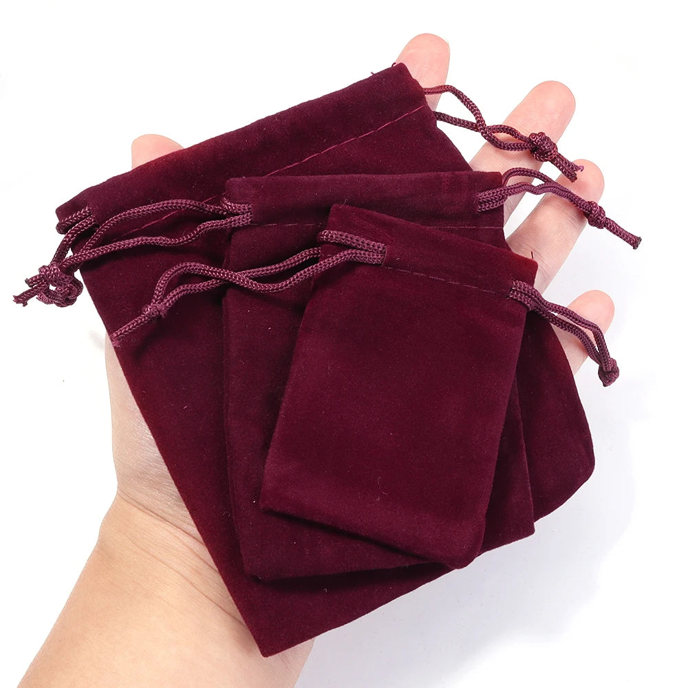 Red Velvet Drawstring Bags for Jewelry & Gifts – 5-10pcs Jewelry Gift Pouches PLUSH
