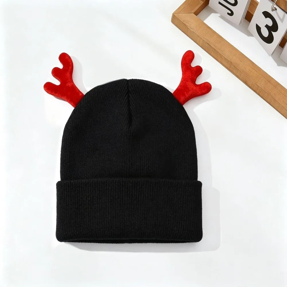 Reindeer Antler Knit Beanie – Cozy Christmas Cosplay Hat Knit Beanie Hat PLUSH Style E