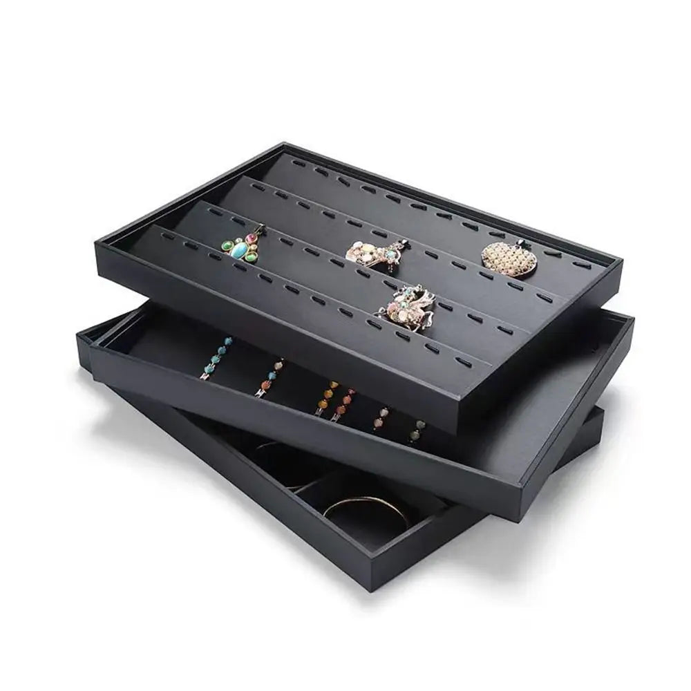 Stackable PU Leather Jewelry Display Tray – Multi-Compartment Jewelry Display Tray PLUSH