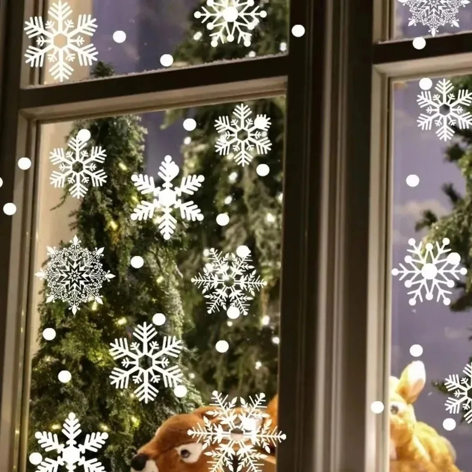 Snowflake Window Stickers – Christmas Window Decals 1 Set Holiday Window Decals PLUSH