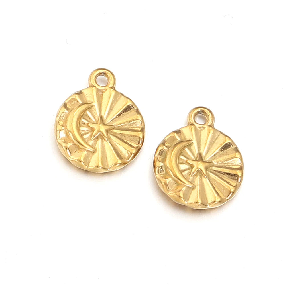 5pcs Stainless Steel Sun Moon Star Charms – DIY Jewelry Jewelry Charms PLUSH GD-Style 01