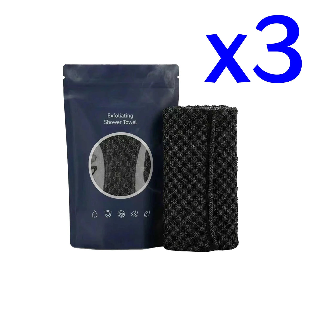 Ultra-Long Exfoliating Back Scrubber Towel for Men & Women Exfoliating Bath Scrubber PLUSH 3 x 1pc in bag