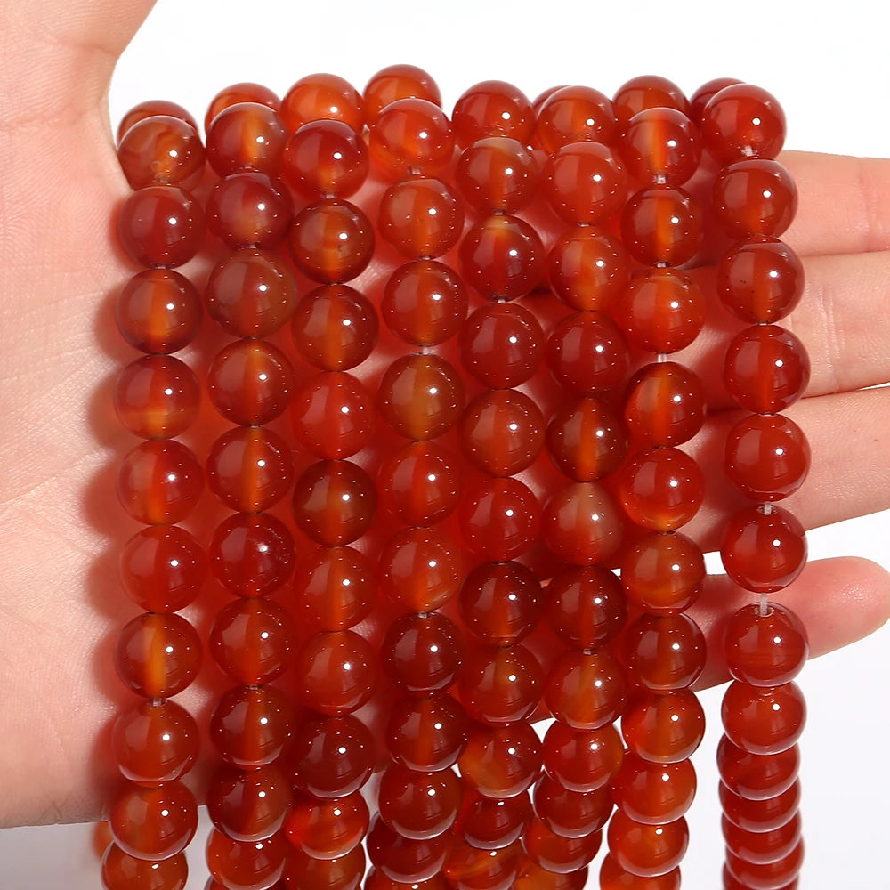 Red Agate Stone Round Spacer Beads 2–14mm | DIY Jewelry Stone Spacer Beads PLUSH
