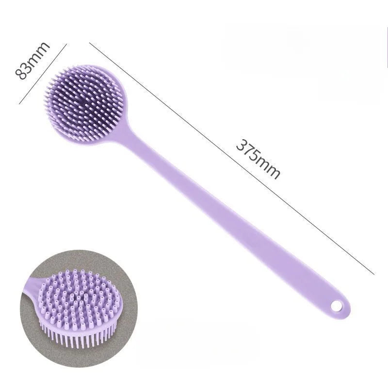 Silicone Back Scrubber Brush – Long Handle, Double-Sided Body Scrubber Brush PLUSH Purple Silica Gel