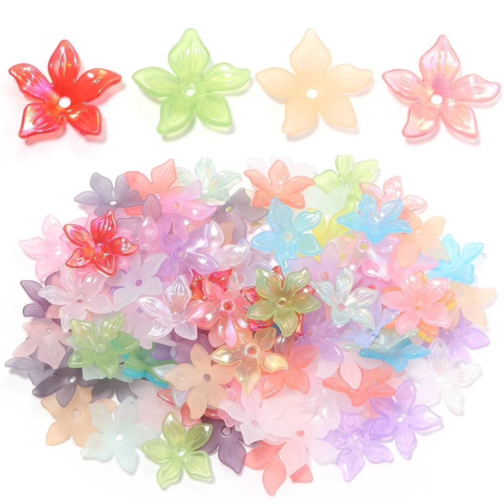 100pcs 20mm Acrylic Flower Bead Caps – DIY Jewelry Making Acrylic Flower Beads PLUSH